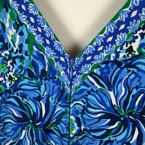 Lilly Pulitzer Addison‎ Floral Maxi Dress Size 14 Abaco Blue Turtle Awe Preppy - Image 4