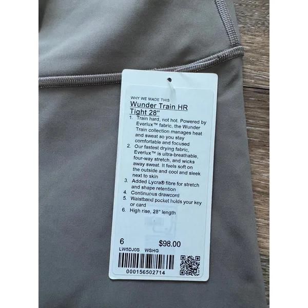 Lululemon Wunder Train High Rise 28” Warm Ash Grey Size 6 NWT - Image 4