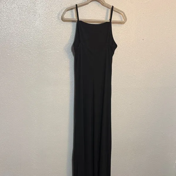 VTG 90s Y2K Black Floral Embroidered Maxi Dress Whimsigoth Fairy Goth Grunge - Image 6
