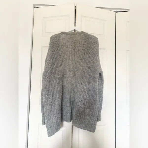 Free People Women's Gray Weekend Getaway Alpaca Cardigan Oversized Knit Small - Image 8