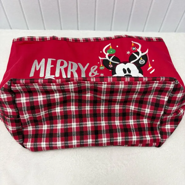 Walt Disney‎ World Mickey Mouse Christmas Ornament Tote Bag Rare Plaid - Image 9