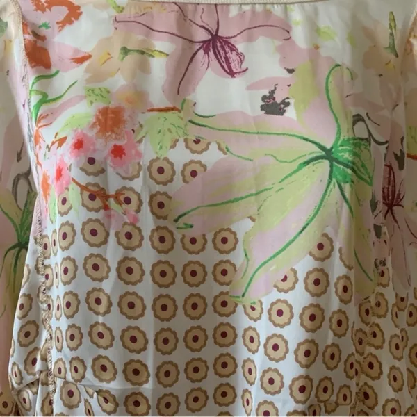 Anthropologie TINY Mixed Media Floral Geo Ruched Dolman Top XS Oversized - Image 8