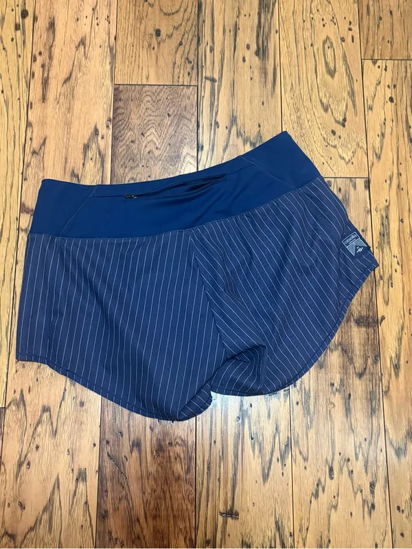 Oiselle Navy Pinstripe Women’s Athletic Shorts - Image 2