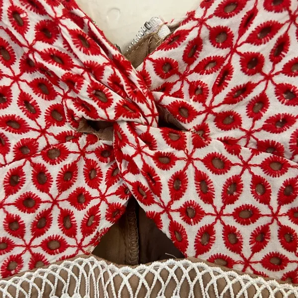 Bardot Camille Eyelet deep red Mini Dress size 6 - Image 4