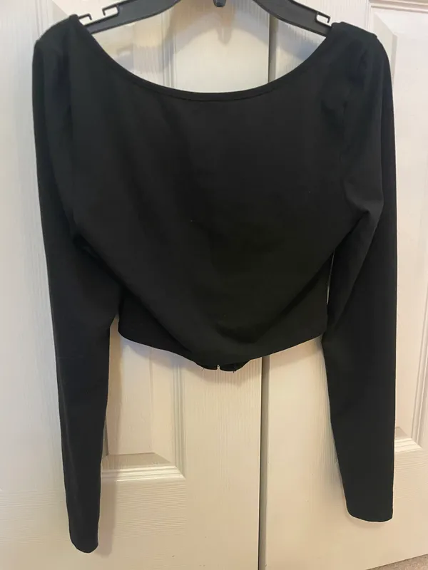 Black Long Sleeve Corset Top - Image 3