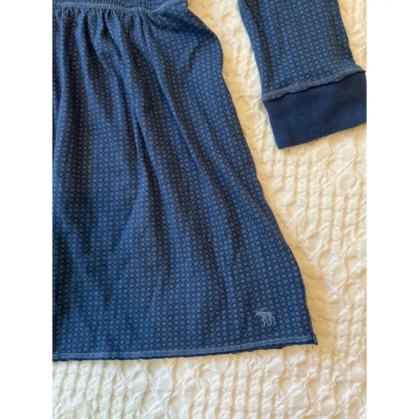 Abercrombie & Fitch Y2K Babydoll Top Henley 3/4 Sleeve Navy Size Large Vintage - Image 5