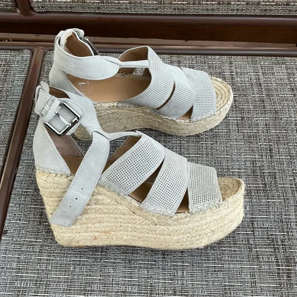 Marc Fisher Womens Mladore Leather Espadrille Platform Wedge Sandals - Image 3