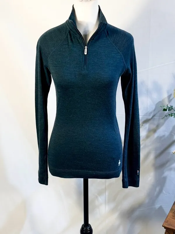 💥Smartwool Women’s Merino 250 Quarter-Zip Base Layer Top Blue Sz S 🧡 - Image 12