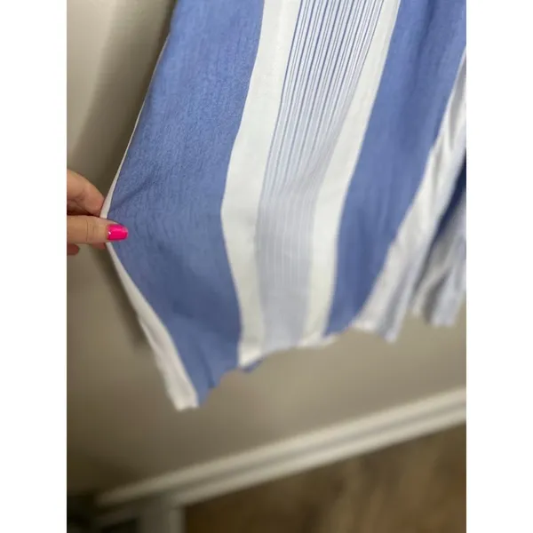 Ocean Drive Striped Wide Leg‎ Pants Smocked Waist Blue White Boho Beachy Medium - Image 3