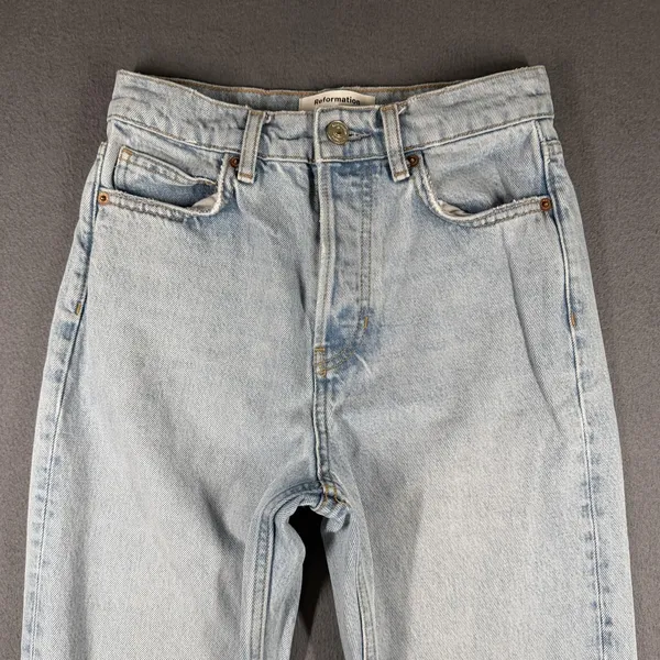 Reformation Cynthia High Rise Straight Cropped Jeans Womens 25 Cropped Raw Hem - Image 3