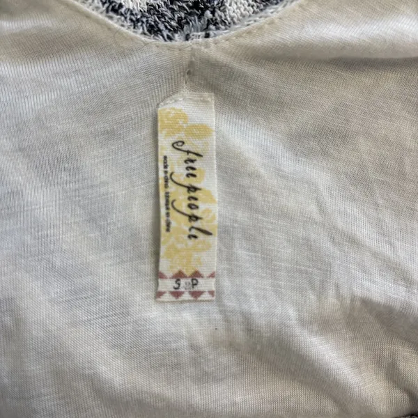 Free People Gray‎ Ivory Striped Faux Wrap V- Neck Maverick Dress Small - Image 4