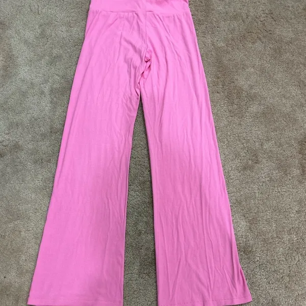Women Skims Hot Pink Soft Lounge Ribbed Set Drawstring Pants and Tank in Blush - Image 9