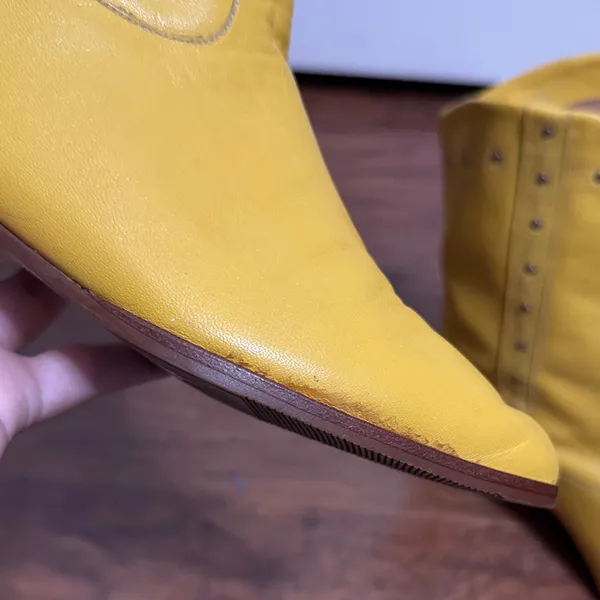 Vintage Dingo Yellow Leather Studded Cowboy Boots Retro Western Cowgirl Retro - Image 10