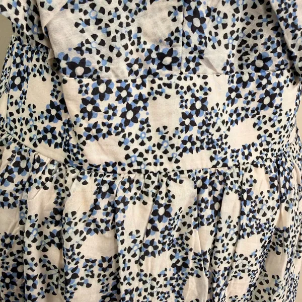 Anthropologie V-neck Plunge Tunic Mini Dress Blue Floral Crochet Tassel Large‎ - Image 9