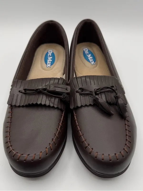 Dr Max Brown Leather Kiltie Tassel Loafers Moccasins Women’s 7.5W Wide - Image 2