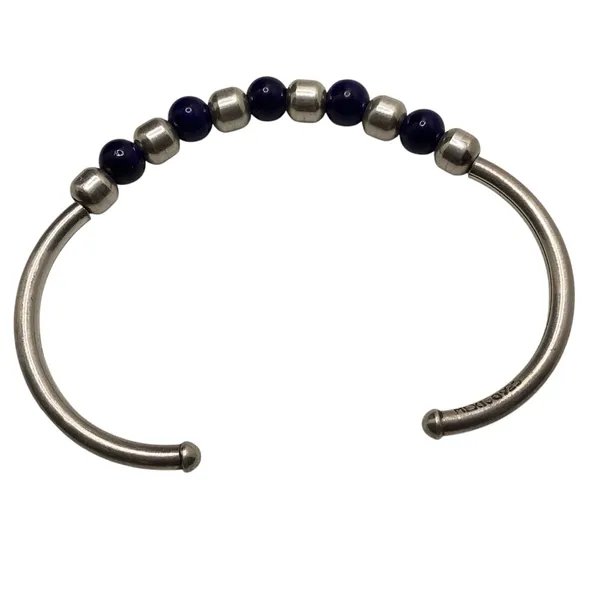 Silpada Sterling Silver and Blue Sodalite beaded flexible cuff bracelet. - Image 6