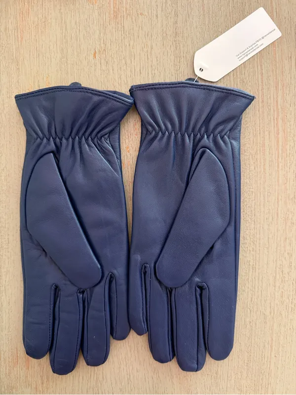 Harssidanzar Touchscreen Womens Blue Leather Gloves Soft Lambskin Size M NWT - Image 4