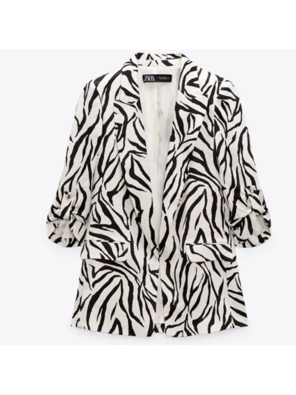 ZARA Black & White Zebra-Print Oversized Blazer - Image 5