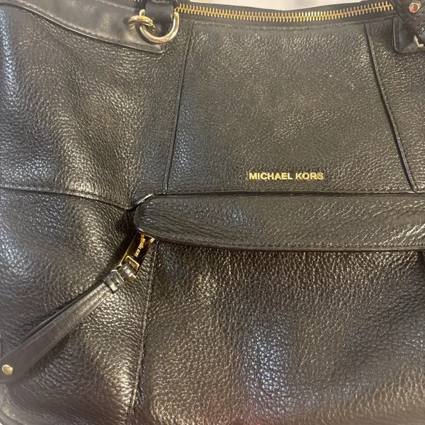 Michael‎ Kors Jesse Large Satchel Shoulder Bag Black Pebble Leather Purse - Image 2