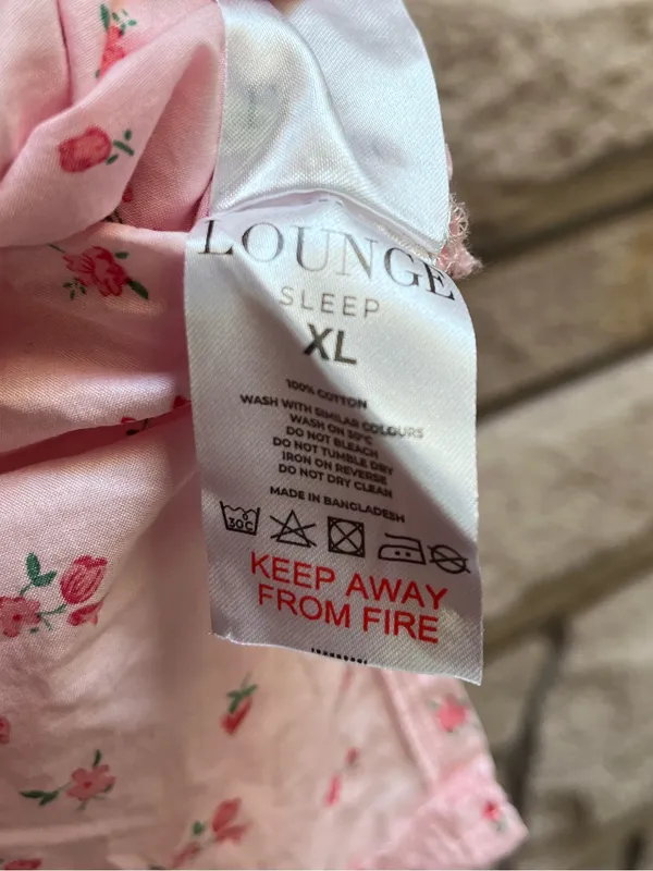 LOUNGE Pajama Set Cropped Button Up Shorts Pink Ditsy Floral Cotton XL - Image 6