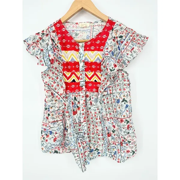 Anthropologie‎ Let Me Be Bandana Button Down Top Womens 6 Patchwork Hippie Boho - Image 2