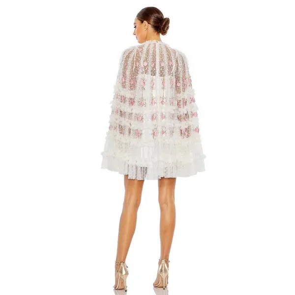 Mac Duggal 8031 Embroidered Flare Sleeve Embroidered Mini Dress - Image 5