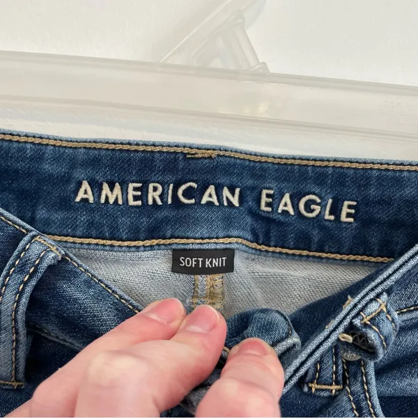 AMERICAN EAGLE Ne(x)t Level High-Waisted Jegging Soft Knit Hi-Rise Dark Ripped 4 - Image 6