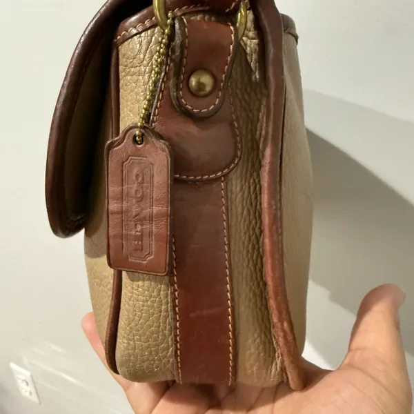 Coach Vintage Sheridan Mayfield Beige‎ Brown Saddle Leather Shoulder Bag 4225 K - Image 7