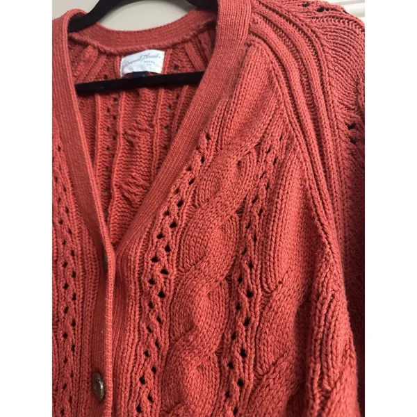 Universal Thread Burnt Orange Cable Knit Button Front Crop Cardigan Sweater XS - Image 4