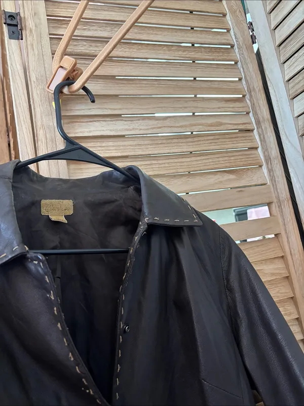 Caslon Classic Women's Lambskin Leather Jacket with Contrast Stitching Medium - Image 2