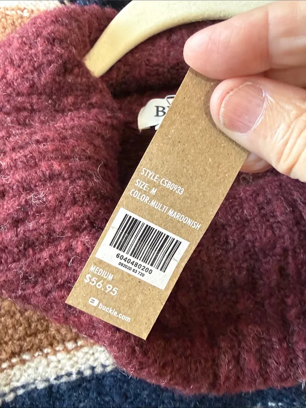 BKE Oversized Fuzzy Burgundy Stripe Cowlneck Sweater Med NWT GRANOLA GOBLINCORE - Image 6