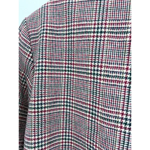 Vintage Talbots Blazer Red Plaid 100% Wool Two Button Jacket Size M - Image 6