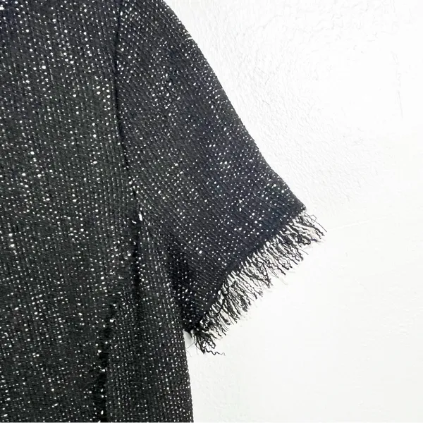 REBECCA TAYLOR Tweed Fringe Trim Short Sleeves Hidden Back Zipper Lined Dress 2 - Image 6