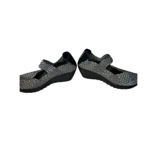 St. John’s Bay Metallic Gray Silver Woven Top Strap Shoes Women Sz 10 - Image 5