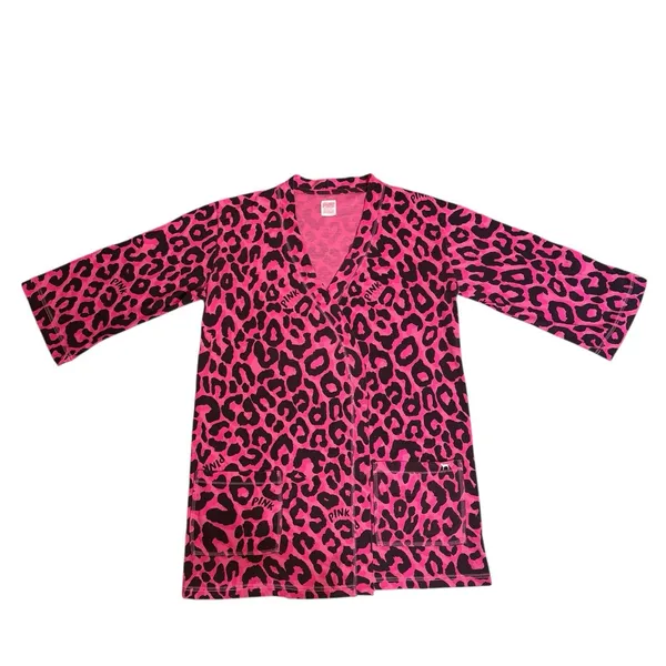 Victoria's Secret Pink Black Leopard print Robe, Size XS‎ - Image 2