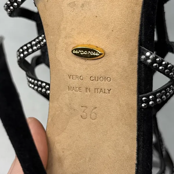 Sergio Rossi Vintage Y2K Studded Spider Web Strappy Sandal Heels Black Widow 36 - Image 13
