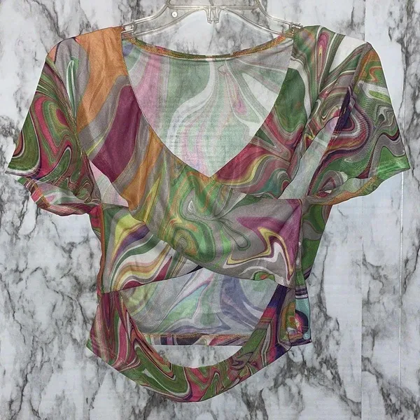 90s Crossback Mesh Top Multiple Size M - Image 2