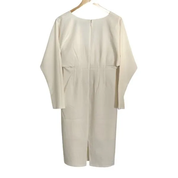 Gabrielle Union Womens V-Neck Long Sleeve Shift Dress Off‎ White Size Medium NWT - Image 3