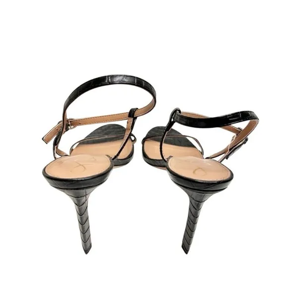 Sam Edelman Sandals Size 9.5 Black‎ Croc Embossed Dara Open Toe Heels - Image 8