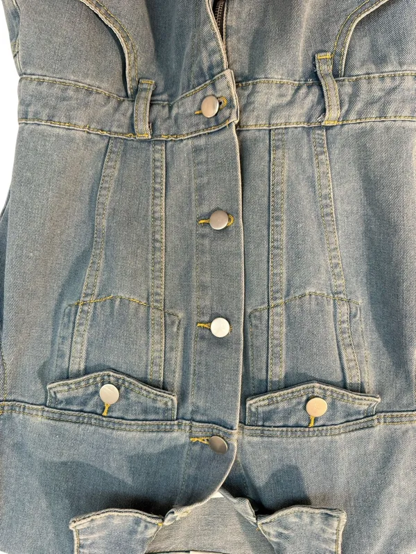 Denim Romper Blue Size M - Image 4