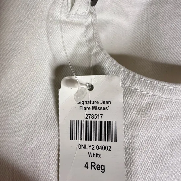 L.L. bean signature mid rise flare jeans in white denim - Image 6