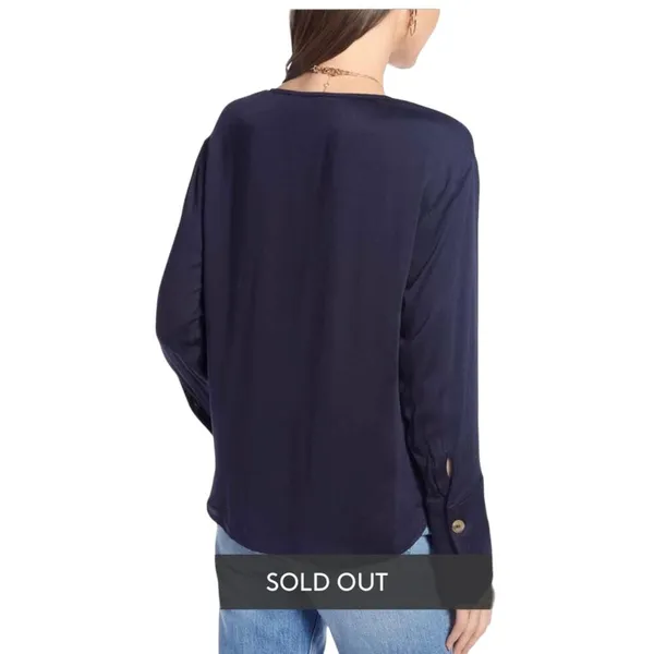 SOMETHING NAVY Pretty Button Through Top - Navy Blue - XS - Image 8