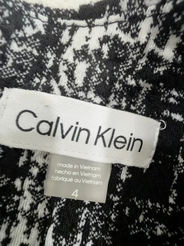Calvin Klein Black & White Plaid Short Sleeve Mini Dress - Image 4