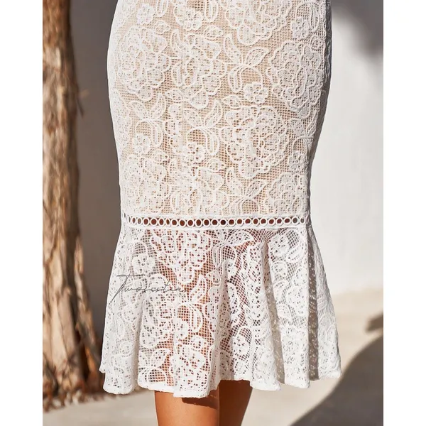 Twosisters the Label Erica White Lace Off the Shoulder Mermaid Midi Dress - Image 4