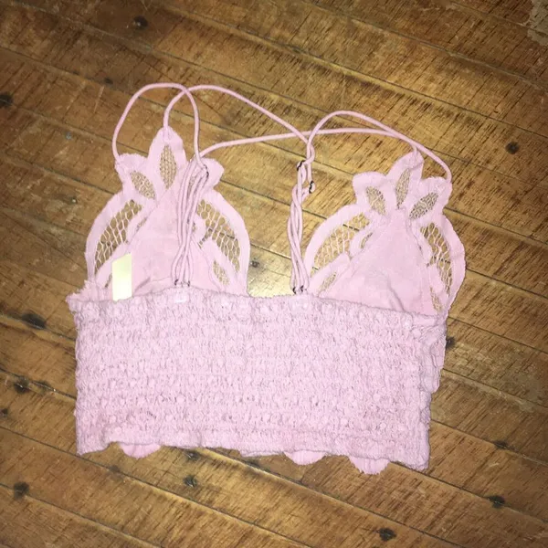 Free People Adells longline pink lacy v-neck strappy bralette - Image 3