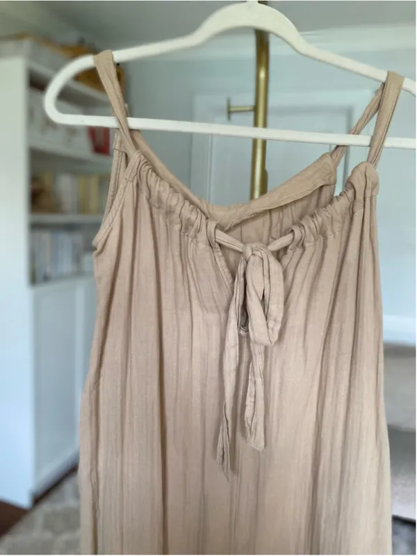 Old Navy Cotton Gauze Midi Dress Neutral Minimalist Coastal Boho Parisian Luxury - Image 6
