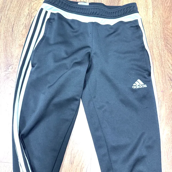 Adidas Tapered Joggers Black Trio Sweatpants Ankle Zip Climacool Track Pants XS - Image 2