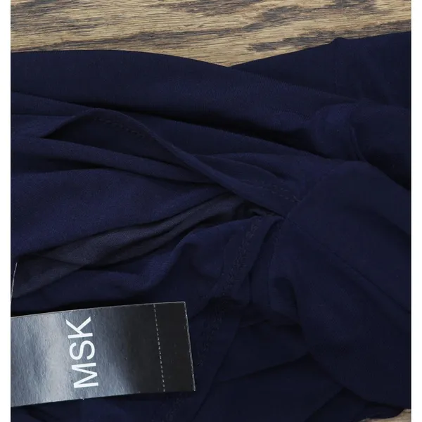 NWT MSK V-Neck Rhinestone Ladder Trim Side Slit Evening Gown Dress Navy Blue S - Image 7
