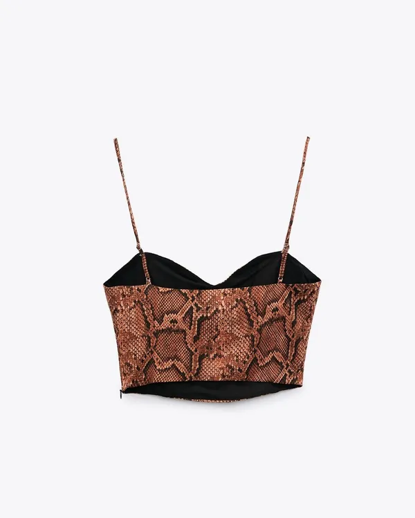 Nwt Animal Print Bustier Spaghetti Strap Crop Top - Image 3