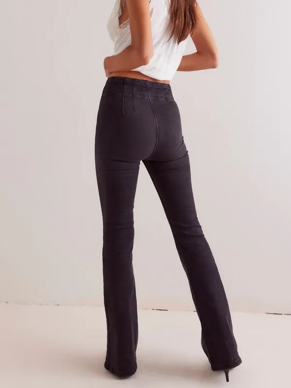 Free People We The Free Jayde Flare Jeans Onyx Black Size 27 - Image 3
